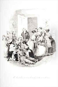 Mr. Mantalini poisons himself for the seventh time by Hablot Knight Browne
