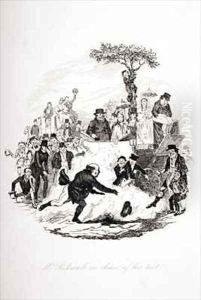 Mr. Pickwick in chase of his hat