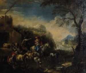 Paesaggio Con Pastori E Armenti by Domenico Brandi