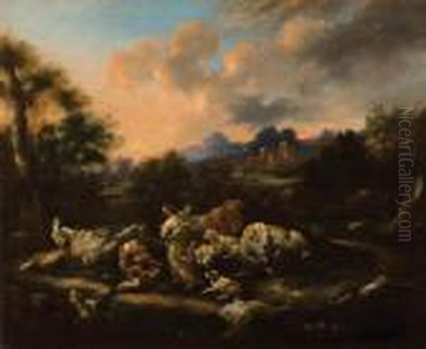 Pastori E Armenti In Un Paesaggio - view 1