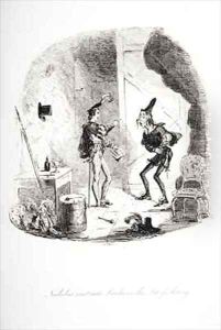 Nicholas instructs Smike in the art of acting by Hablot Knight Browne