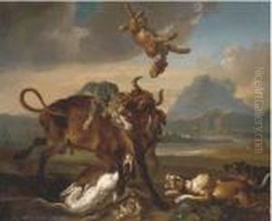 Hounds Attacking A Bull
