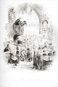 Our pew in church by Hablot Knight Browne