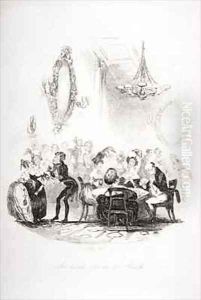 The card room at Bath by Hablot Knight Browne
