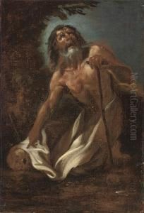 A Hermit Saint With A Tau-cross by Giacinto Brandi