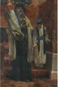 Le Rabbin Portant La Thora Et Le Bar -mitzwa by Edouard Brandon