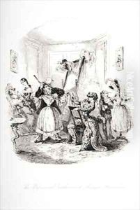 The professional gentleman at Madame Mantalini's by Hablot Knight Browne