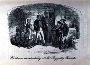 We Arrive Unexpectedly at Mr Peggotty's Fireside by Hablot Knight Browne