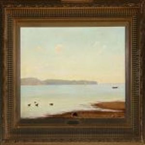 Inlet With Sailingboat And Ducks by Johannes Herman Brandt