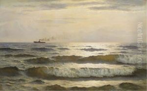 Solglans Paa Havet: Sun Glimmering On The Sea