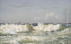 Breakers Off The Coast, A Vessel Beyond by Johannes Herman Brandt