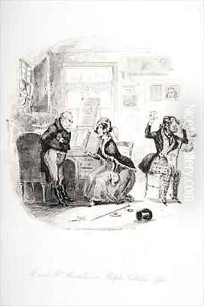 Mr. and Mrs. Mantalini in Ralph Nickleby's office Abetween Sir Mulberry and his pupil - view 1