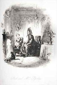 Paul and Mrs. Pipchin by Hablot Knight Browne