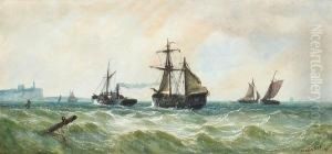 Sleet Storm, Boats On Choppy Waters by John Francis Branegan