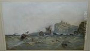 "peel Castle, Schooner Ashore", Signed 'branegan' And Inscribed With Title by John Francis Branegan