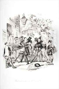 Theatrical emotion of Mr. Vincent Crummles by Hablot Knight Browne
