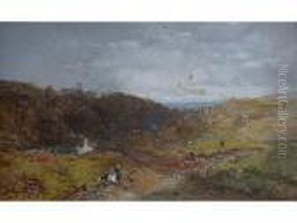 Open Country Landscape With Figures Near A Homestead - view 1
