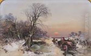 Timber Wagon Breaking The Ice At A Frozen Ford
