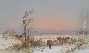 'feeding The Cattle On A Winter's Evening' by Charles Brooke Branwhite