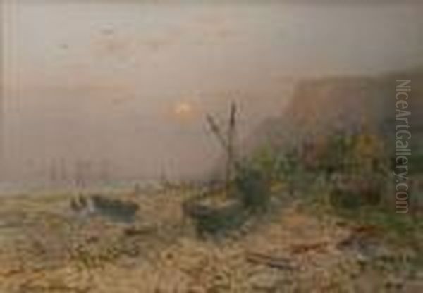Fishing Boats High-and-dry At Sunset - view 1