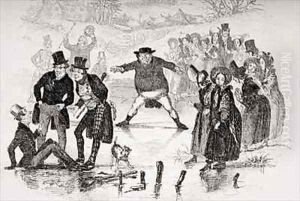 Mr. Pickwick slides by Hablot Knight Browne