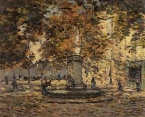Place De Village A L'automne by Louis Braquaval