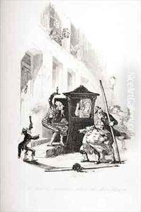 Mr. Winkle's situation when the door blew to by Hablot Knight Browne