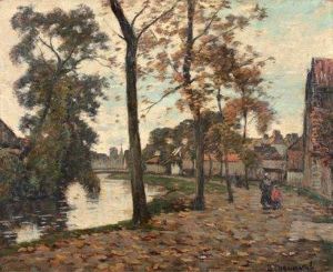 Promenade Au Bord De La Riviere by Louis Braquaval