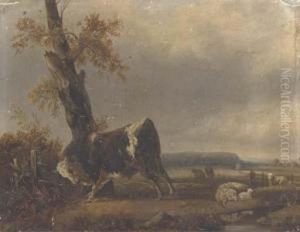 A Dog Attacking A Fox In A Landscape - view 1
