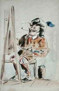 Caricature of an artist by Hablot Knight Browne