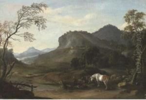 A Mountainous River Landscape by Wenzel Ignaz Prasch