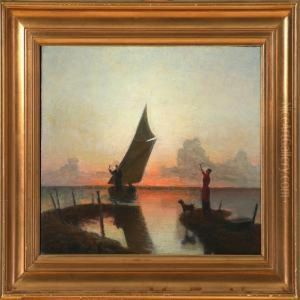 Saying Goodbye At Sunset by Hans Ole Brasen