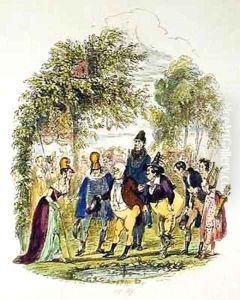 Mr Pickwick at Mrs Leo Hunter's Fete Champetre by Hablot Knight Browne