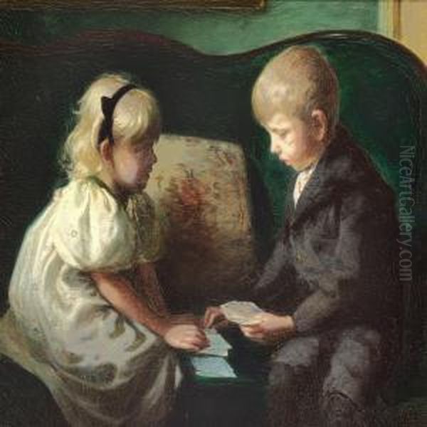 The Silversmith And Toy Designer
Kay Bojesen As A Child Playing Cards With His Sister Thyra - view 1