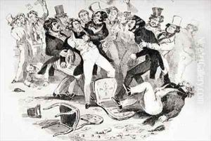 The last brawl between Sir Mulberry and his pupil by Hablot Knight Browne