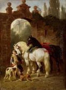 Warten Vor Der Schlosspforte by Louis Braun