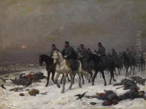 Cavalry In Winter by Louis Braun