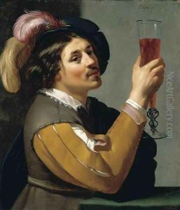 Young Man Drinking a Glass of Wine by Jan Van Bijlert