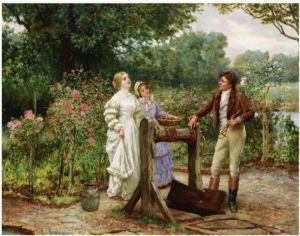 A Flirtation In The Rose Garden by William A. Breakspeare