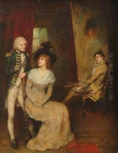 Lord Nelsonand Lady Hamilton In Romney's Studio