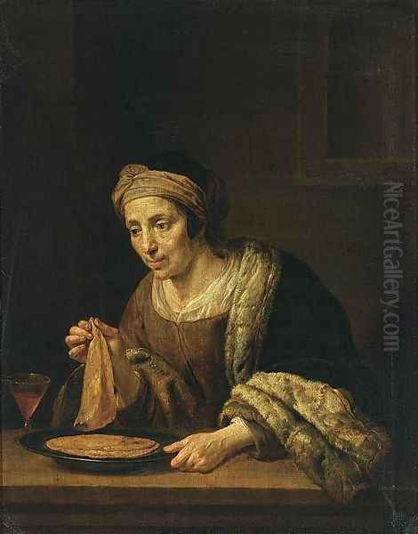 A Woman Holding Pancakes - view 1