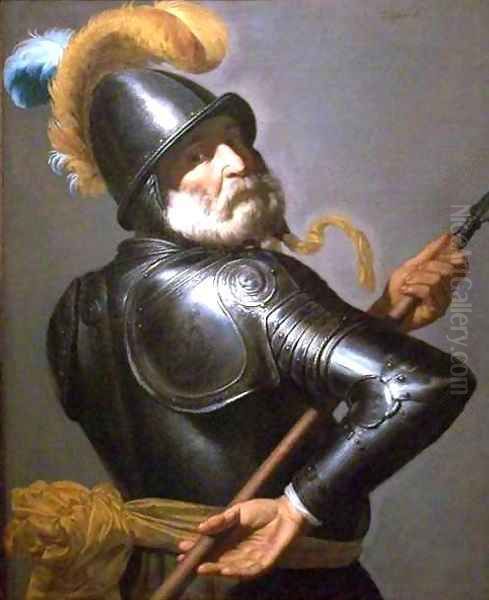 Man in Armour Holding a Pike - view 1