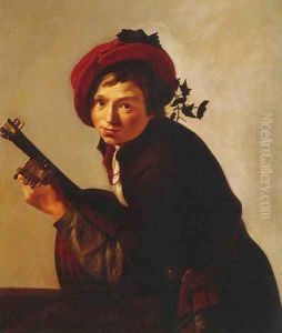 Young Man Playing the Lute by Jan Van Bijlert