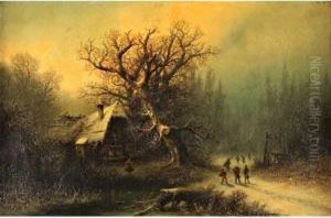 Le Retour Des Musiciens Dans Un
Paysage D Hiver Huile Sur Toile Signee En Bas A Droite. 67 X 104 Cm by Albert Bredow