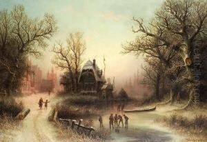 Russische Winterlandschaft Mit
 Figurenstaffage.