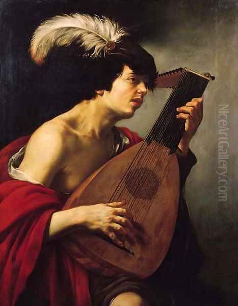 A youthful lutanist - view 1