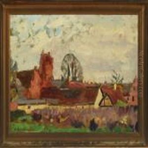 Landscape And Church by Axel Bredsdorff