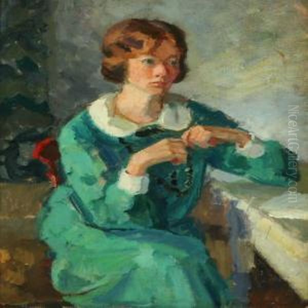 Portrait Of A Youngwoman In A Green Dress - view 1