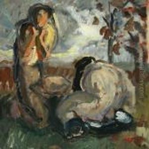Landscape With Nakedfigures by Axel Bredsdorff
