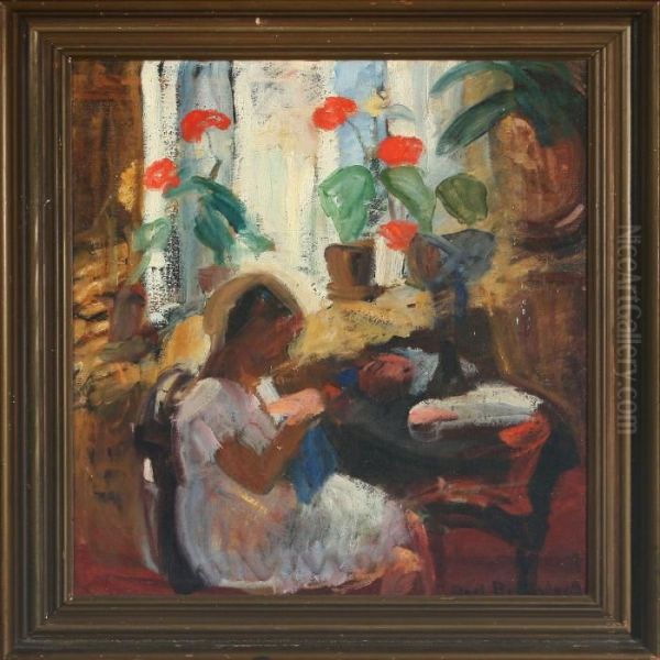 Interior With A Sewing Girl - view 1